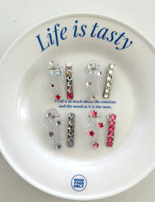 Set of 2 Star Mini Hairpin Summer Transparent Mini Claw Clip