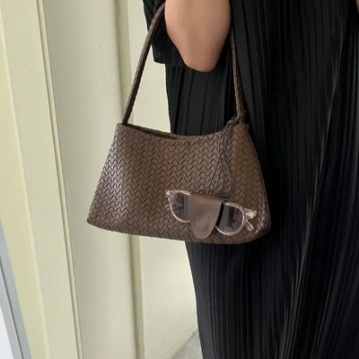 Woven Bag Pouch Glasses Holder Set Women's Shoulder Bag