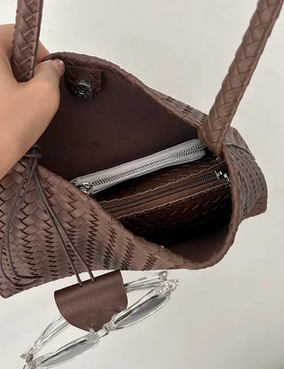 Woven Bag Pouch Glasses Holder Set Women's Shoulder Bag