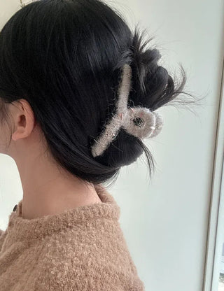Glitter knit large twisted updo hair clip