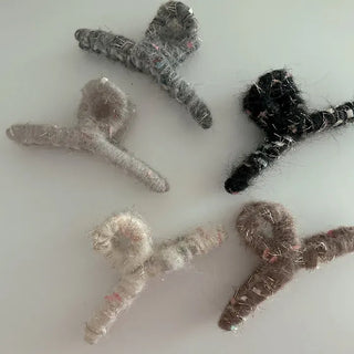 Glitter knit large twisted updo hair clip