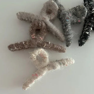 Glitter knit large twisted updo hair clip