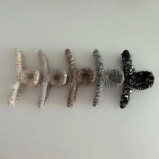 Glitter knit large twisted updo hair clip