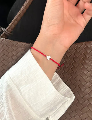 Mother-of-pearl heart knot bracelet women's layered bead cord bracelet