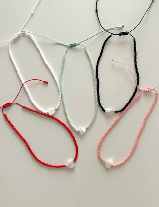 Mother-of-pearl heart knot bracelet women's layered bead cord bracelet
