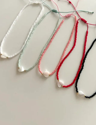 Mother-of-pearl heart knot bracelet women's layered bead cord bracelet