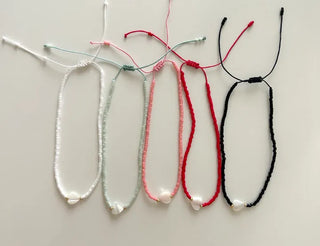 Mother-of-pearl heart knot bracelet women's layered bead cord bracelet