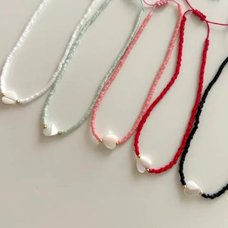Mother-of-pearl heart knot bracelet women's layered bead cord bracelet