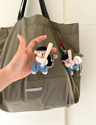 Baseball Teddy Bear Keyring Bag Decor Couple Keyholder