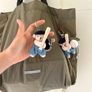 Baseball Teddy Bear Keyring Bag Decor Couple Keyholder