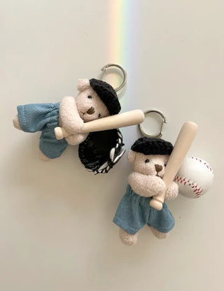 Baseball Teddy Bear Keyring Bag Decor Couple Keyholder