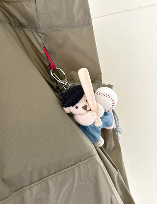Baseball Teddy Bear Keyring Bag Decor Couple Keyholder