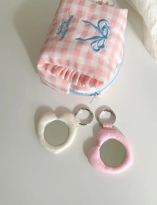 Heart cushion mirror keyring bag decorating mini mirror
