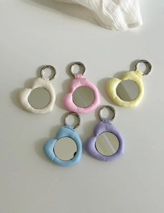 Heart cushion mirror keyring bag decorating mini mirror