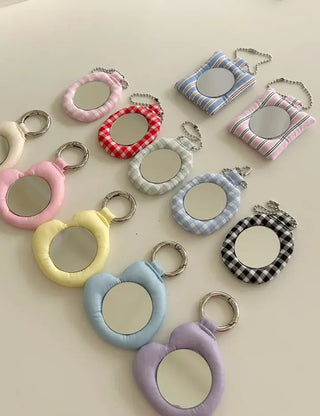 Heart cushion mirror keyring bag decorating mini mirror
