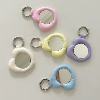 Heart cushion mirror keyring bag decorating mini mirror