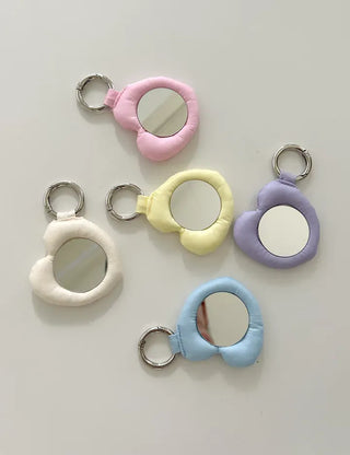 Heart cushion mirror keyring bag decorating mini mirror