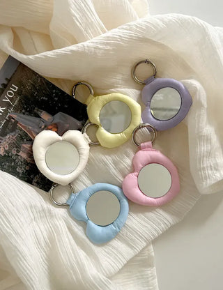 Heart cushion mirror keyring bag decorating mini mirror