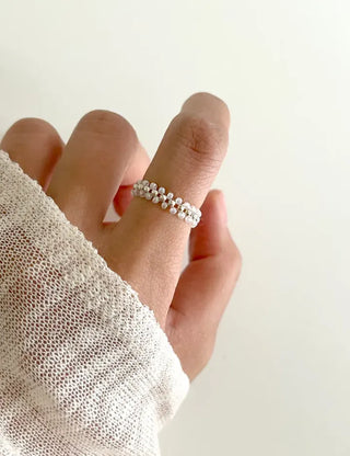 Silver 925 Roller Silver Ball Bead Ring Women's Bold Ring