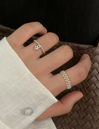 Silver 925 Roller Silver Ball Bead Ring Women's Bold Ring