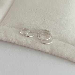 925 Silver Size 3 Basic Simple Silver Hoop Earrings