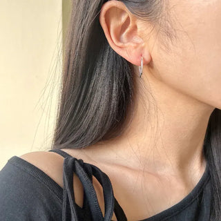 925 Silver Size 3 Basic Simple Silver Hoop Earrings