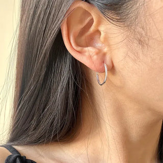 925 Silver Size 3 Basic Simple Silver Hoop Earrings