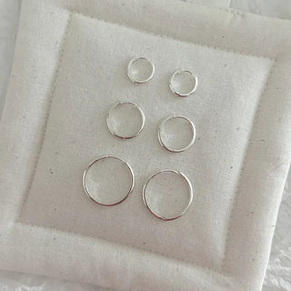 925 Silver Size 3 Basic Simple Silver Hoop Earrings