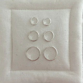 925 Silver Size 3 Basic Simple Silver Hoop Earrings