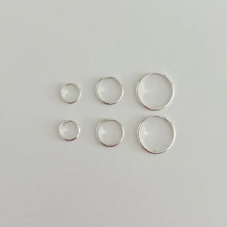 925 Silver Size 3 Basic Simple Silver Hoop Earrings
