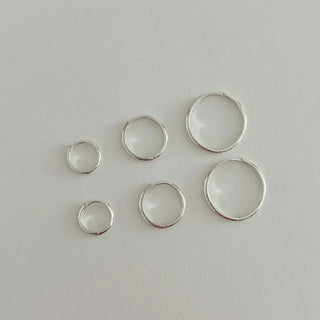 925 Silver Size 3 Basic Simple Silver Hoop Earrings