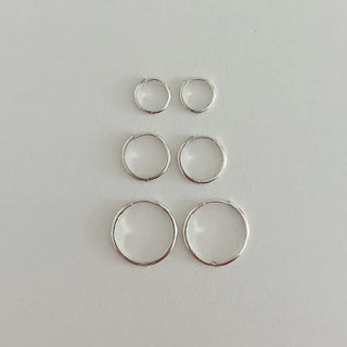 925 Silver Size 3 Basic Simple Silver Hoop Earrings