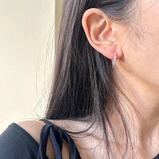 925 Silver Size 3 Basic Simple Silver Hoop Earrings
