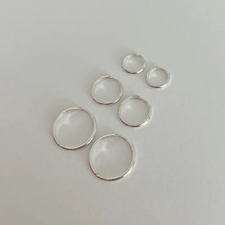 925 Silver Size 3 Basic Simple Silver Hoop Earrings