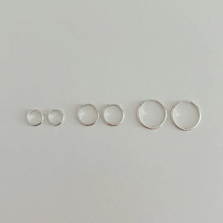 925 Silver Size 3 Basic Simple Silver Hoop Earrings