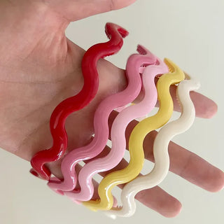 1+1 Wavy Slim Headband Acrylic Basic Hairband