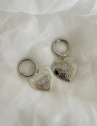 Lettering Metal Keyring Key Heart 2 Types Keyholder Bag Charm