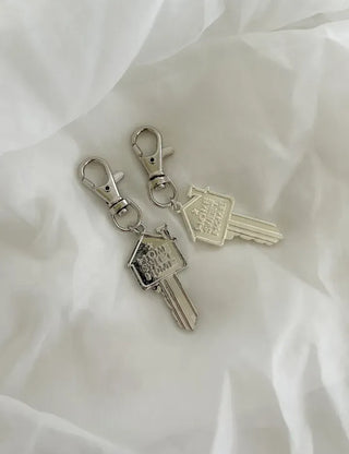 Lettering Metal Keyring Key Heart 2 Types Keyholder Bag Charm