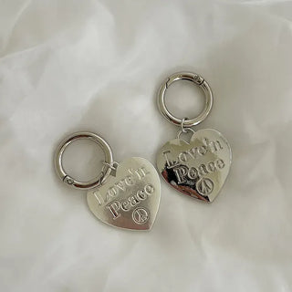 Lettering Metal Keyring Key Heart 2 Types Keyholder Bag Charm