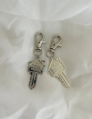 Lettering Metal Keyring Key Heart 2 Types Keyholder Bag Charm