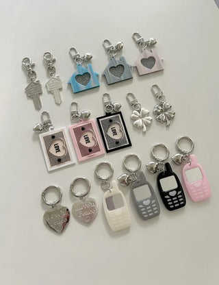 Lettering Metal Keyring Key Heart 2 Types Keyholder Bag Charm