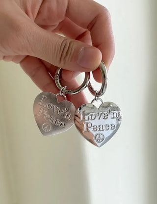 Lettering Metal Keyring Key Heart 2 Types Keyholder Bag Charm