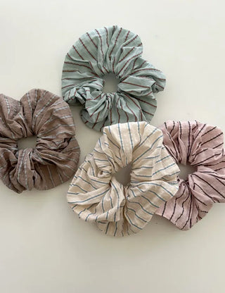 Rustling striped hair scrunchie