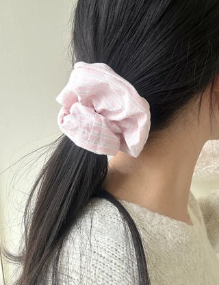 Rustling striped hair scrunchie