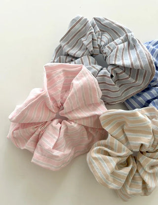 Rustling striped hair scrunchie