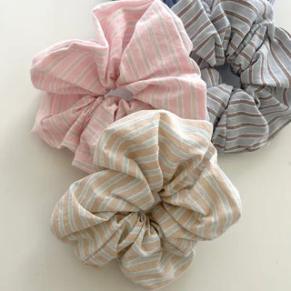 Rustling striped hair scrunchie