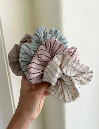 Rustling striped hair scrunchie