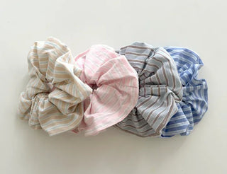 Rustling striped hair scrunchie