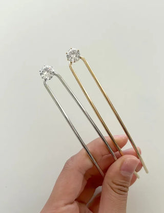 Simple Metal Hairpin with Cubic Cubic Updo Hairpin