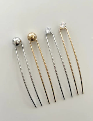 Simple Metal Hairpin with Cubic Cubic Updo Hairpin